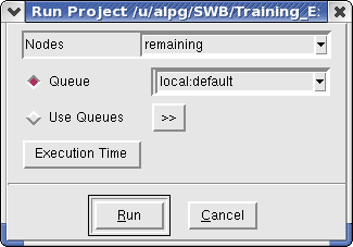 Run Project dialog box